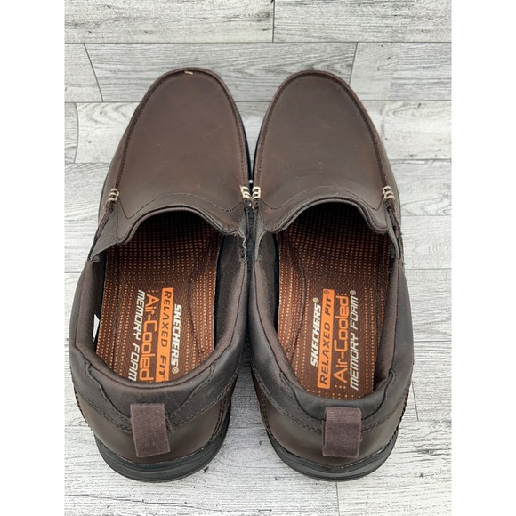 Skechers Relaxed Fit‎ Air Cooled Memory Foam Brown Leather Loafer Shoes Men 9.5 main image 7
